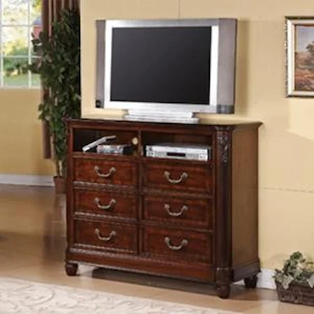 Traditional-Style TV Chest with Dark Cherry Finish